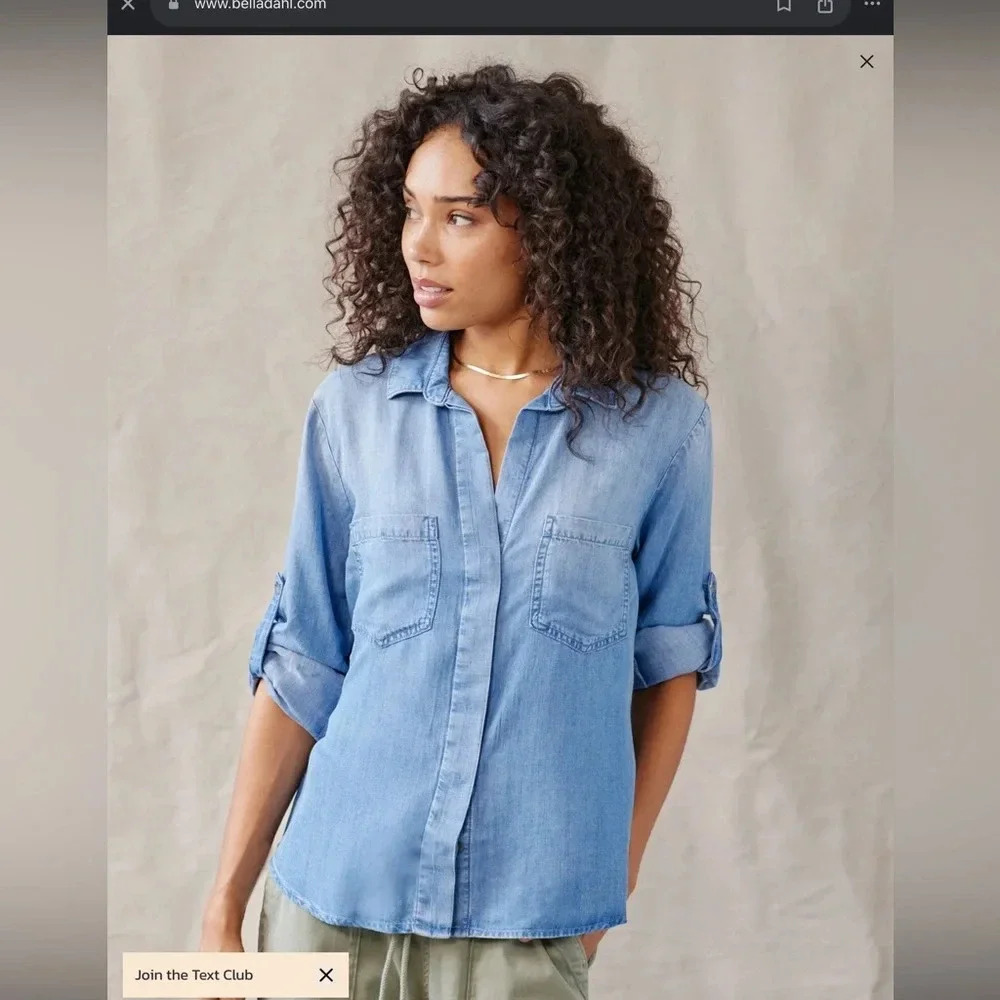 Bella Dahl Split Back Button Down - Ombre Wash - image 4